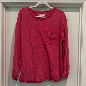 We The Free Fuchsia Long Sleeve Top with Pocket